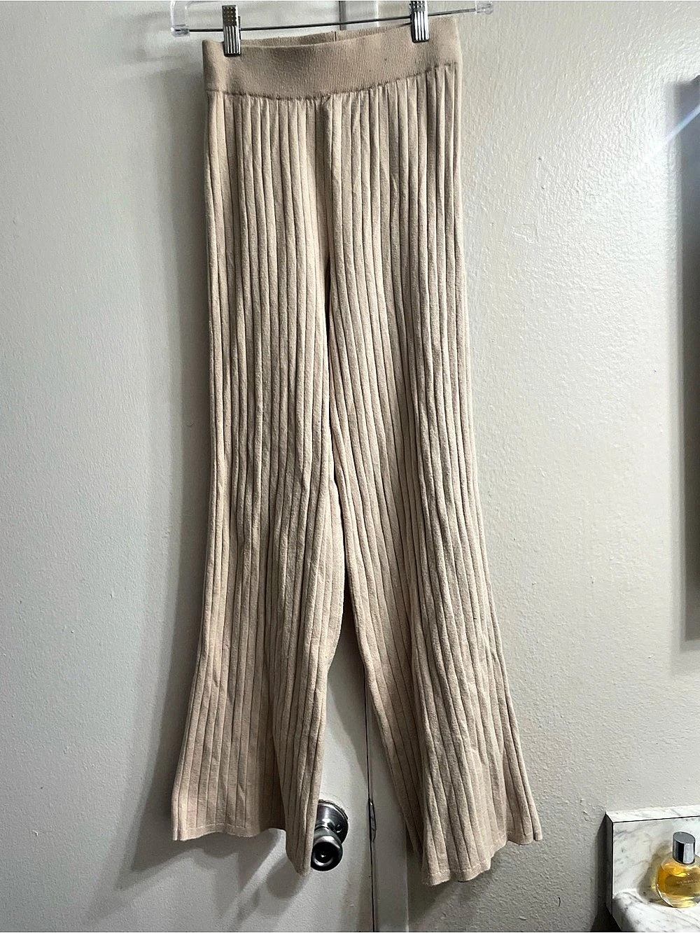 Abercrombie & Fitch Soft & F& Collection Ribbed Wide-Leg Pants Beige XXS Like 